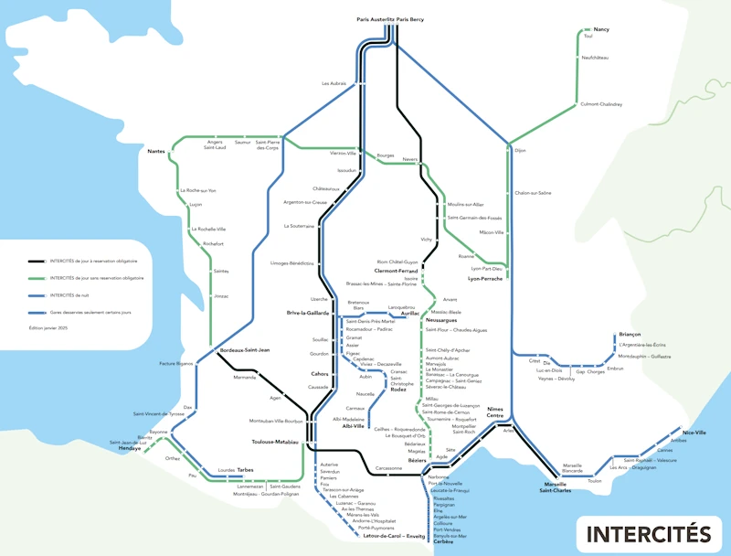 mapa red intercites francia